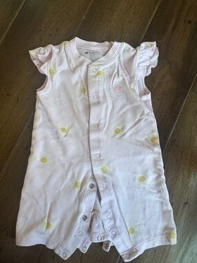 Soft Pink Baby Romper with Yellow Polka Dots - Comfort Snap Front